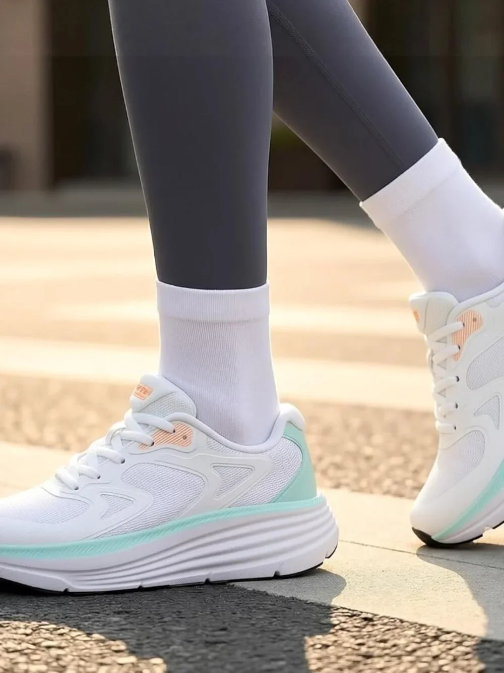 Women's White Aqua Fort Walking Shoes Tennis, Max Cushioning Running Sneakers